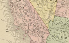 United States Antique Map c.1888 – Railroads, Territories & State Stats