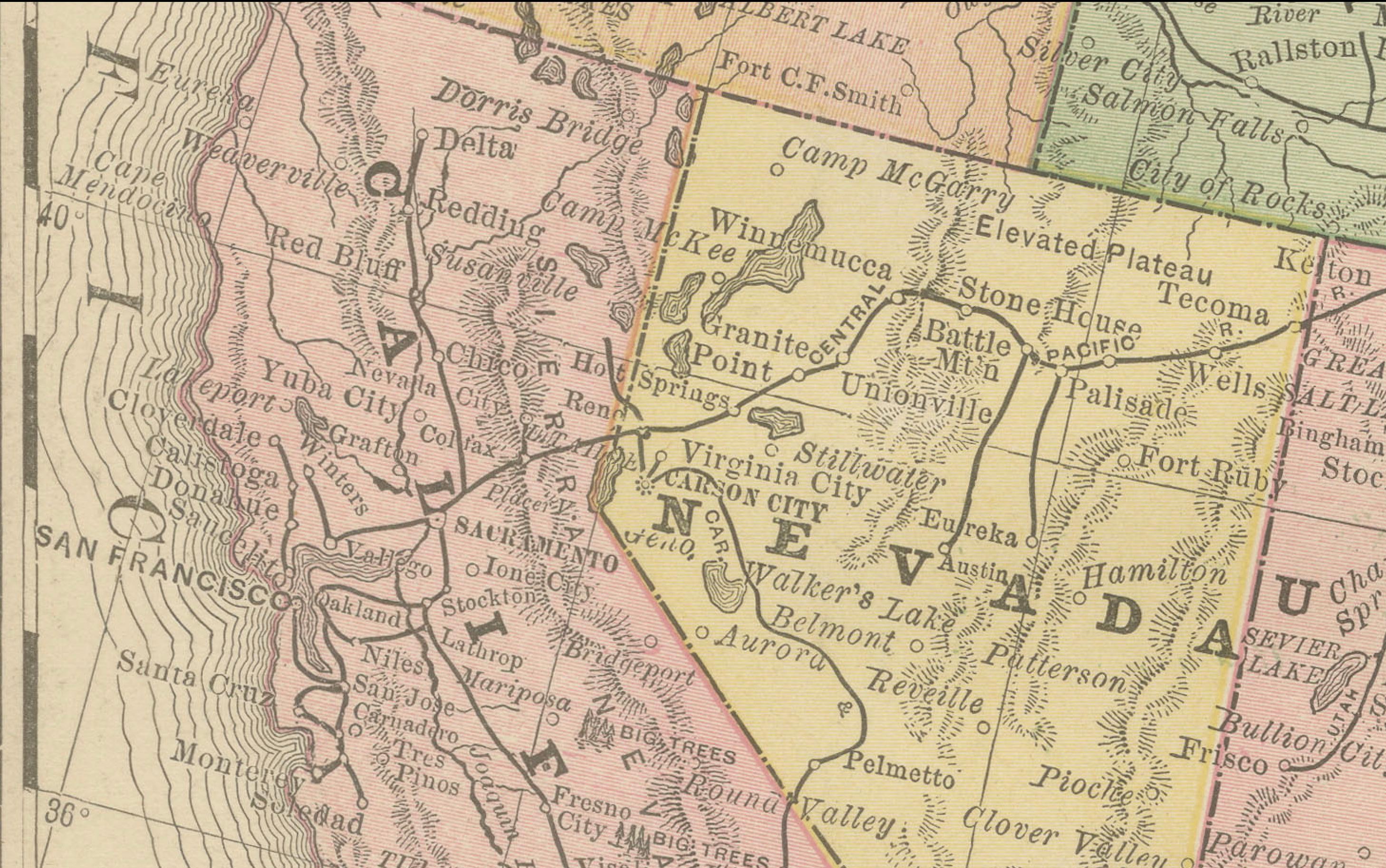 Estados Unidos Mapa Antiguo c.1888 - Ferrocarriles, Territorios y Estadísticas Estatales Estadounidense en venta
