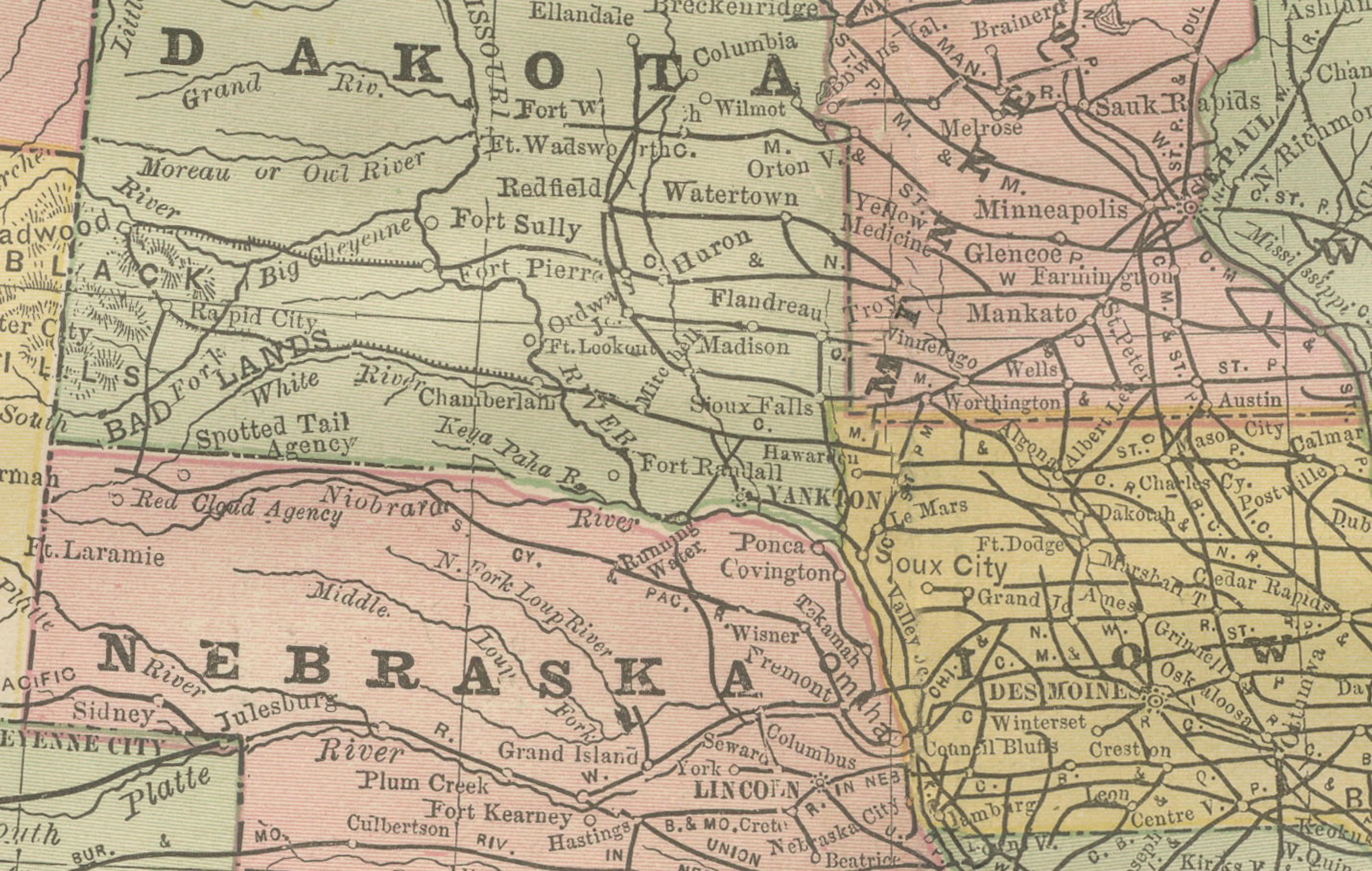 Estados Unidos Mapa Antiguo c.1888 - Ferrocarriles, Territorios y Estadísticas Estatales Grabado en venta