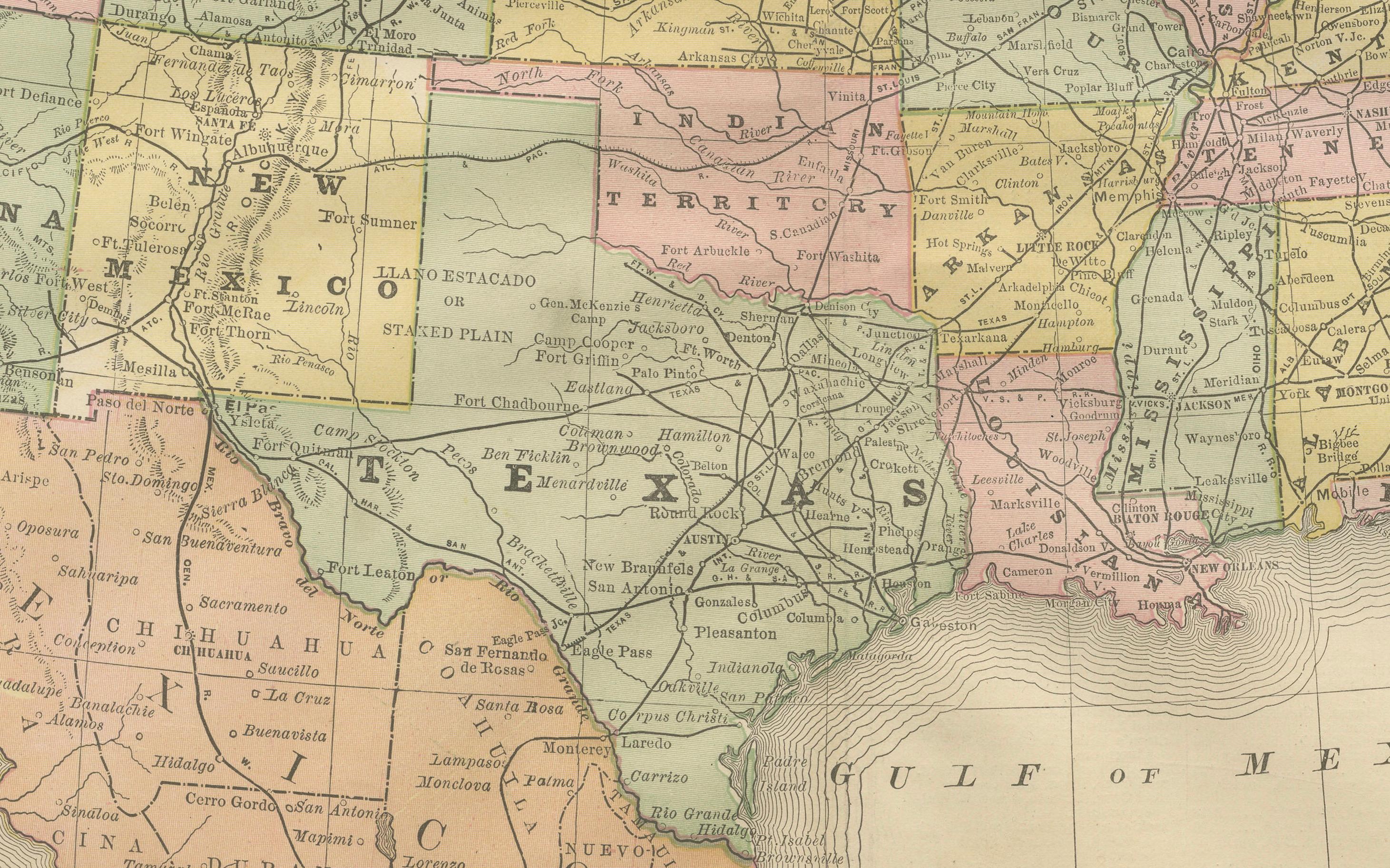 Estados Unidos Mapa Antiguo c.1888 - Ferrocarriles, Territorios y Estadísticas Estatales en venta 2