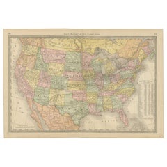 Carte ancienne des Etats-Unis c.C.C. - Chemins de fer, territoires et statistiques des Etats