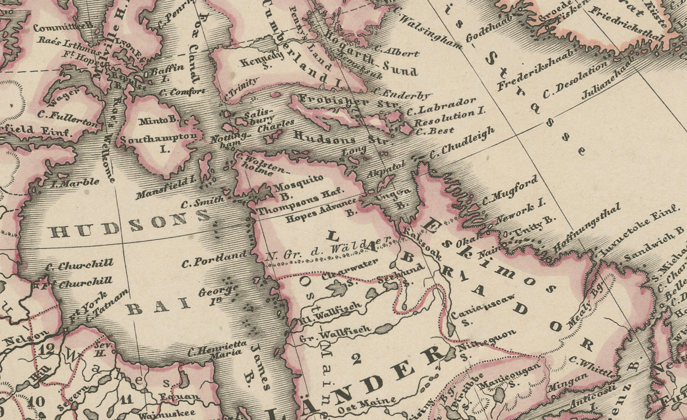 Tedesco Stati Uniti, Canada e Messico - Mappa dell'America del Nord 1857 in vendita