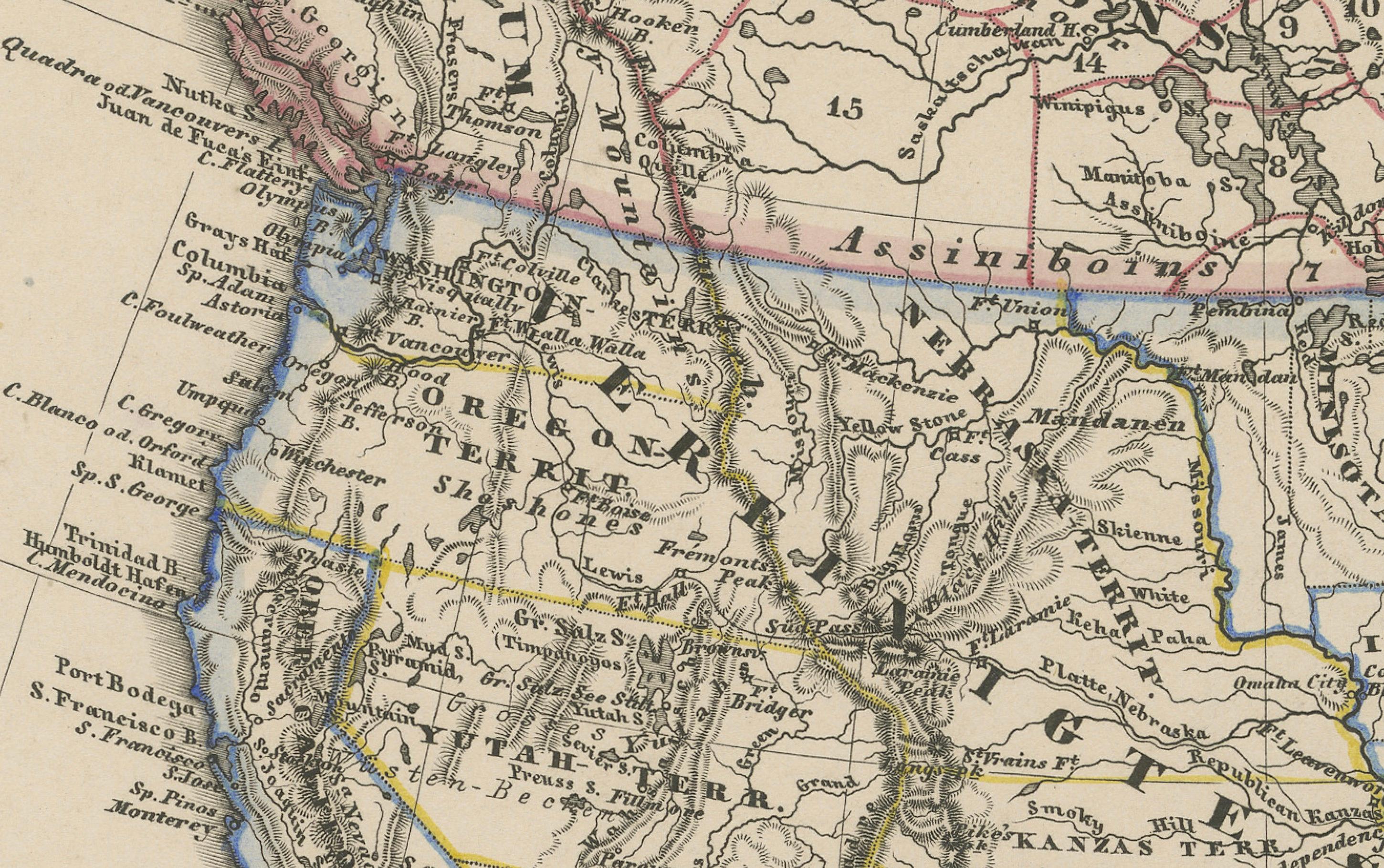 Stati Uniti, Canada e Messico - Mappa dell'America del Nord 1857 In condizioni buone in vendita a Langweer, NL