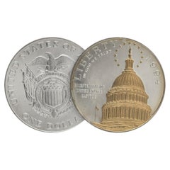 United States Capitol Bicentennial 1994 Gold Highlighted Silver Dollar, US Coin