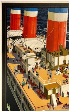 UNITED STATES LINES Antique Original Vintage Ocean Cruise Ship Travel Poster
