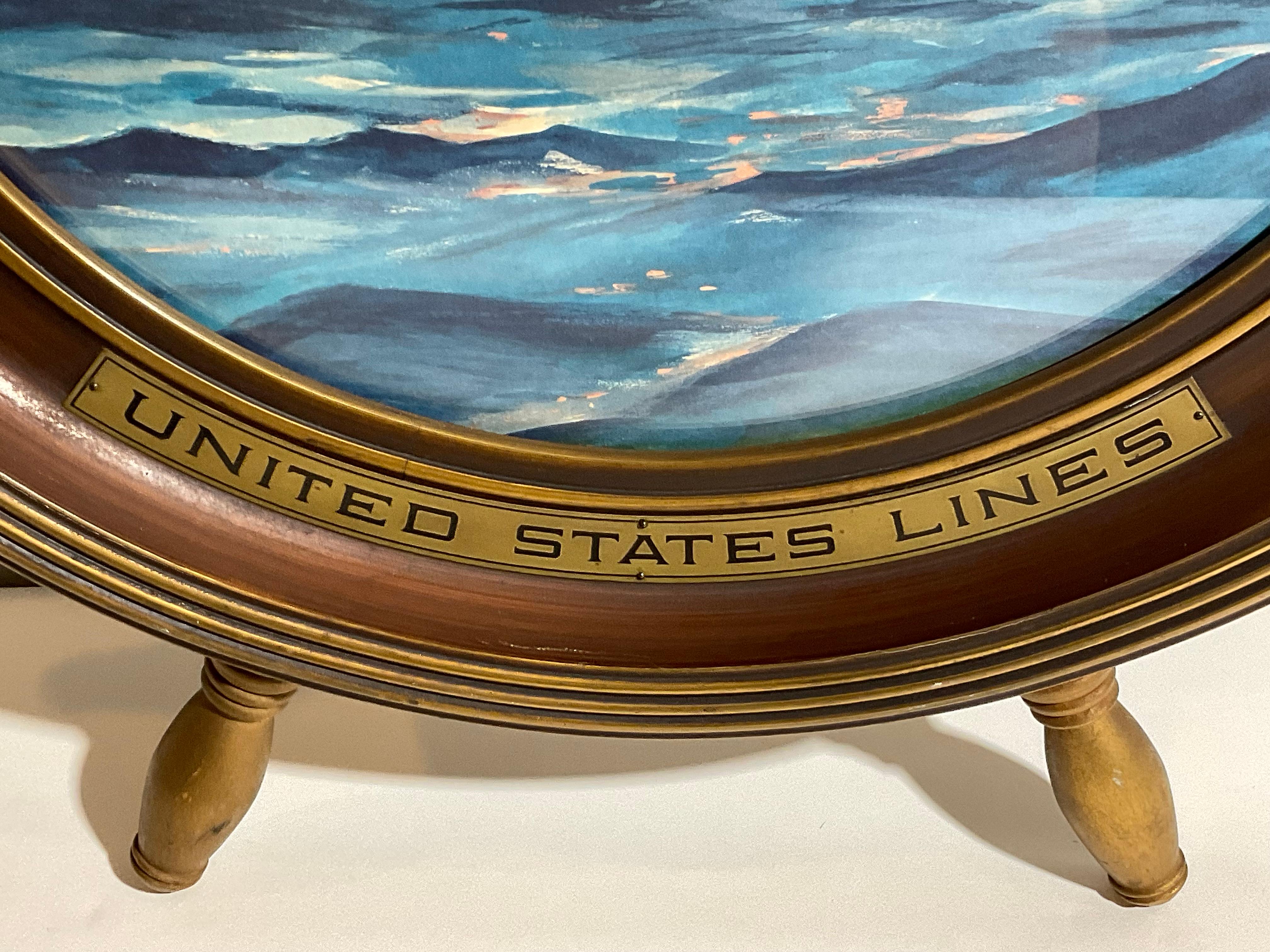 United States Lines Framed Poster In Good Condition For Sale In Norwell, MA