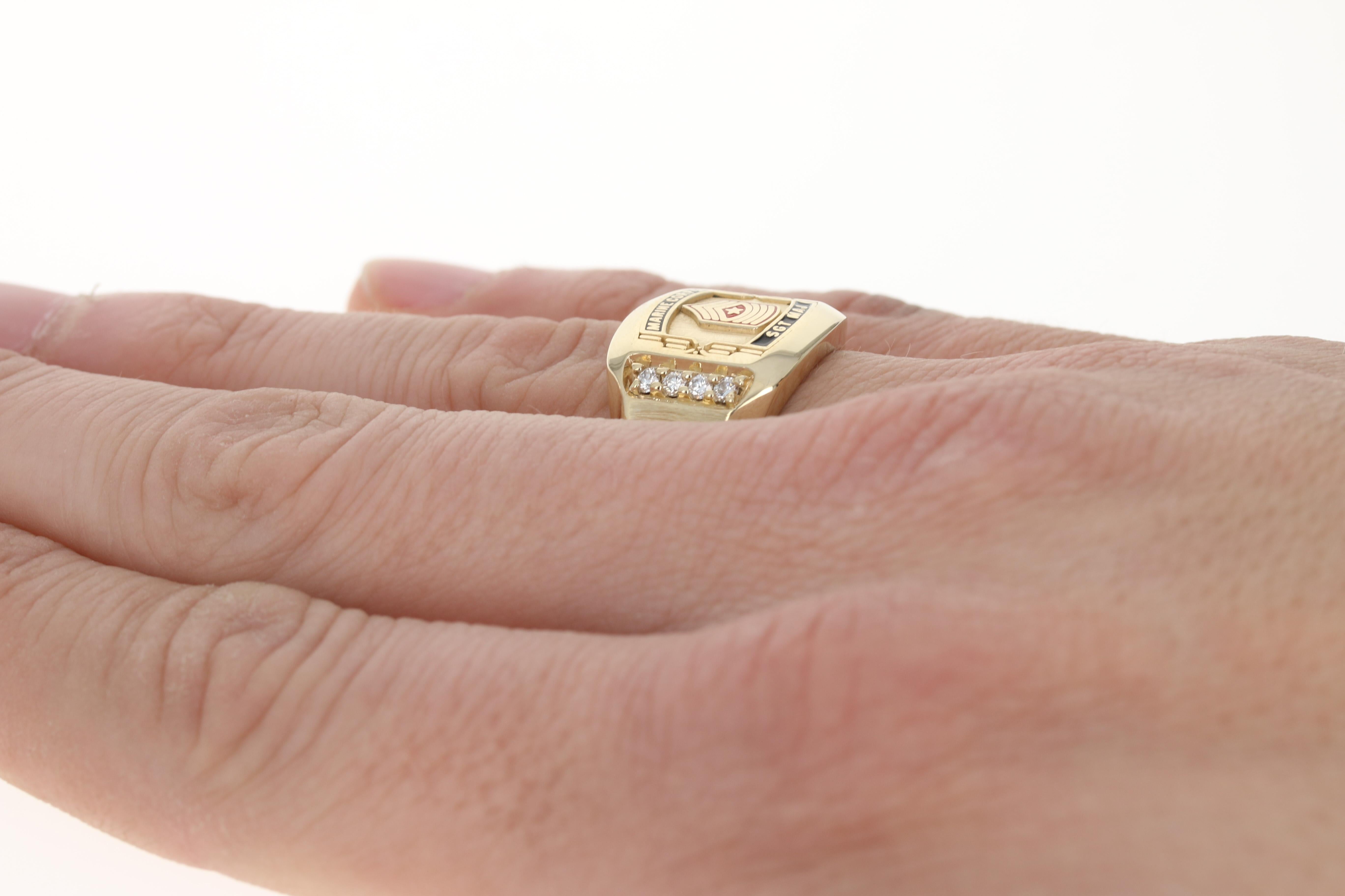 United States Marines Sergeant Major Ring, 10k Gold Military Diamonds .28ctw 4