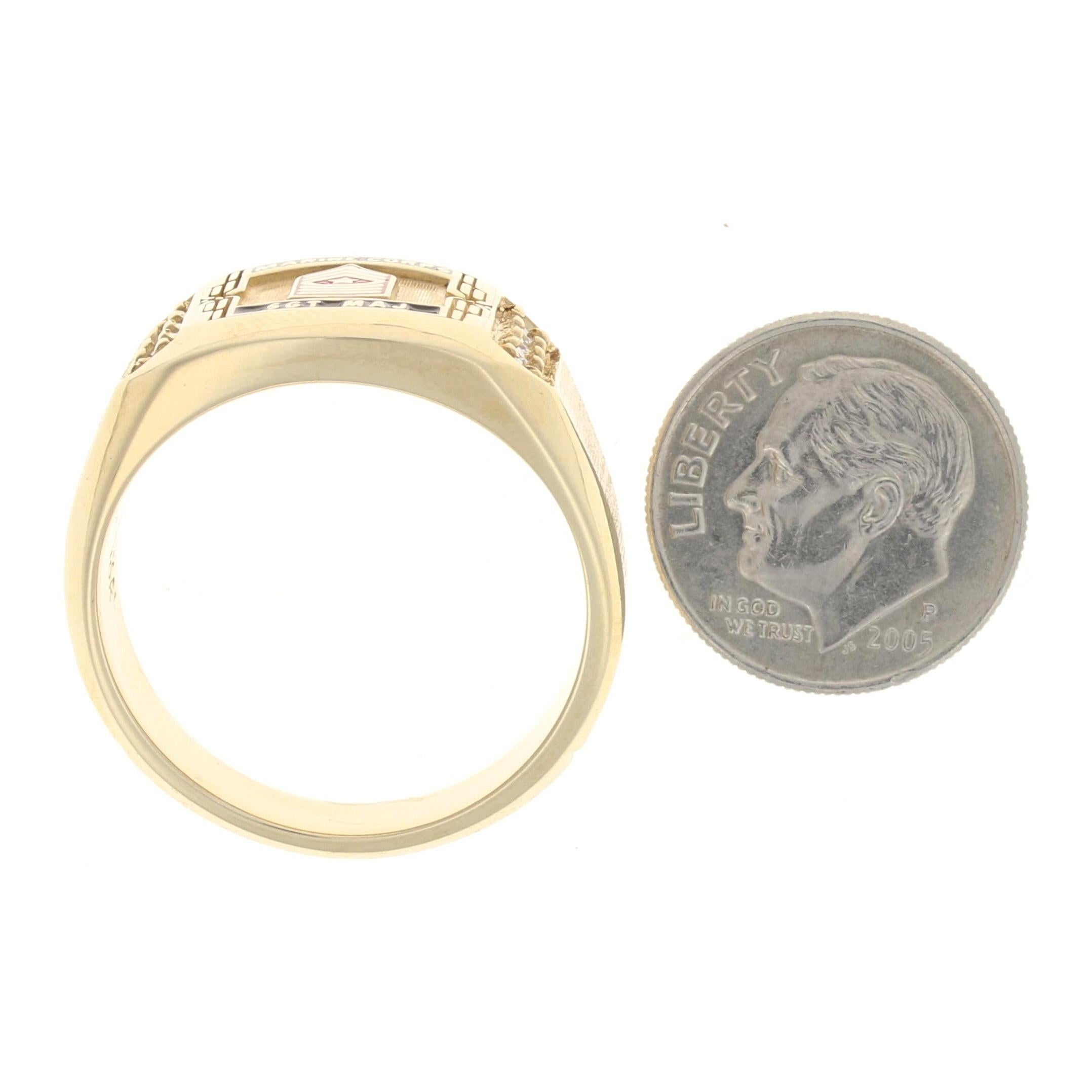 United States Marines Sergeant Major Ring, 10k Gold Military Diamonds .28ctw 5