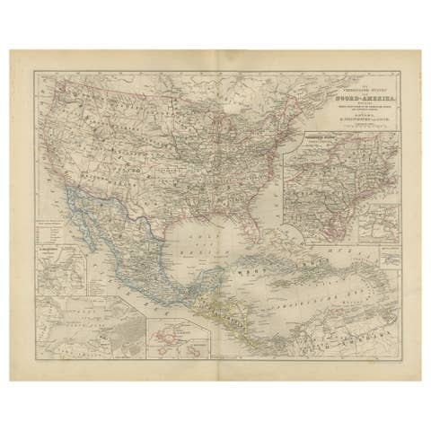 United States, Mexico & West Indies Map – Nieuwe Hand-Atlas, 1876