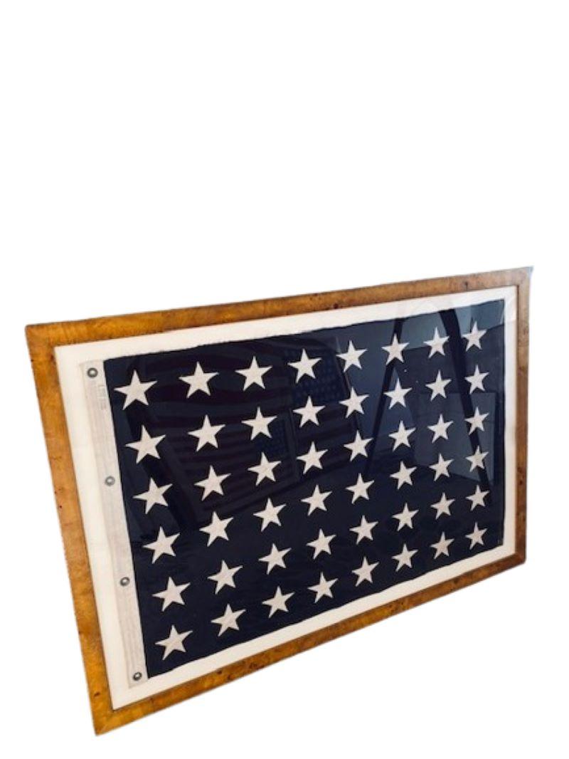 Antique United States Navy 48 Star Union Jack, circa 1912, a scarce early, World War I era US Navy Jack with 48 embroidered stars on a cobalt field, flown on the bow of Navy, Coast Guard and other U.S. government entity ships while moored or at