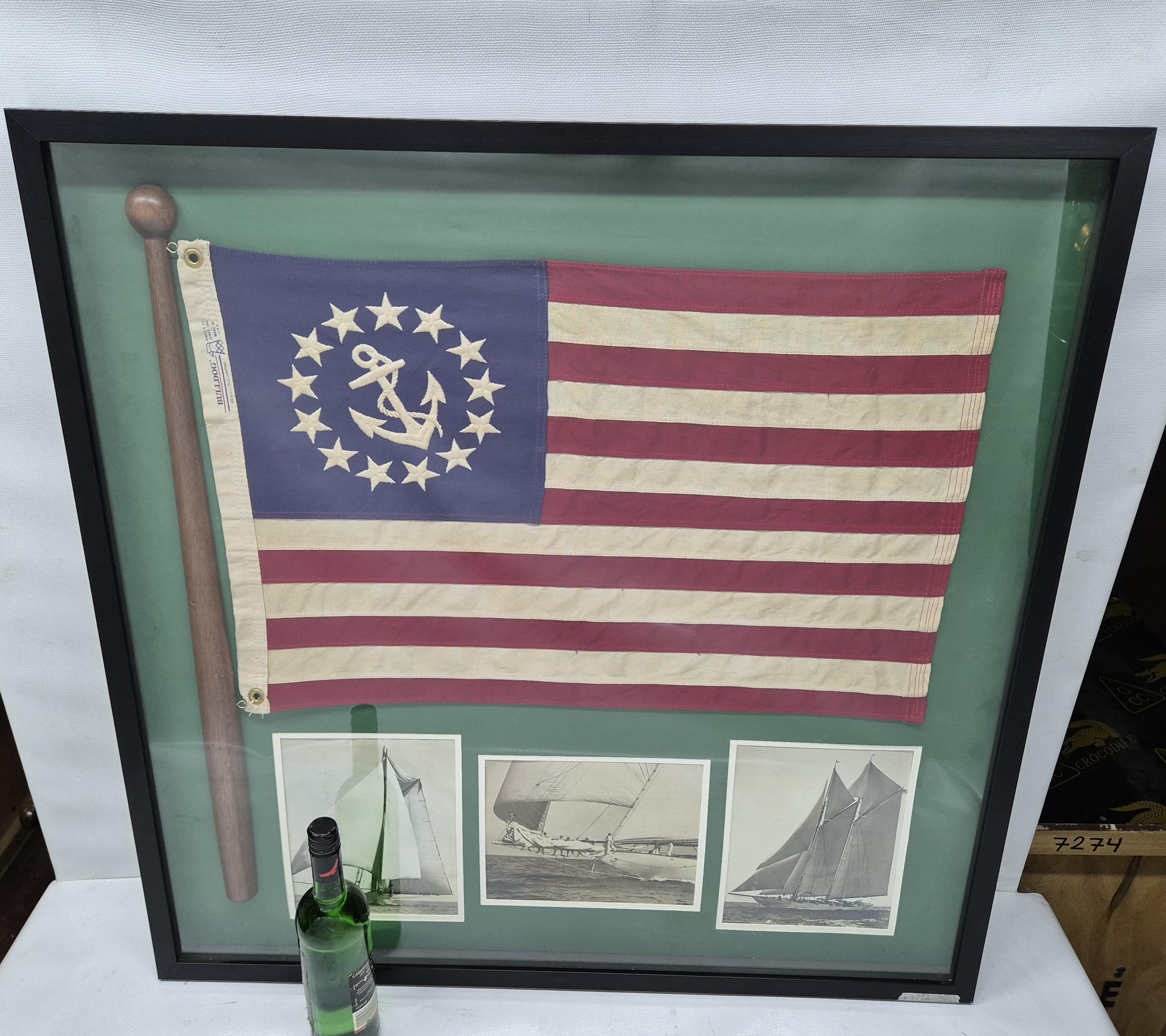 Bandera de Yate de los Estados Unidos en Marco Shadowbox Norteamericano en venta