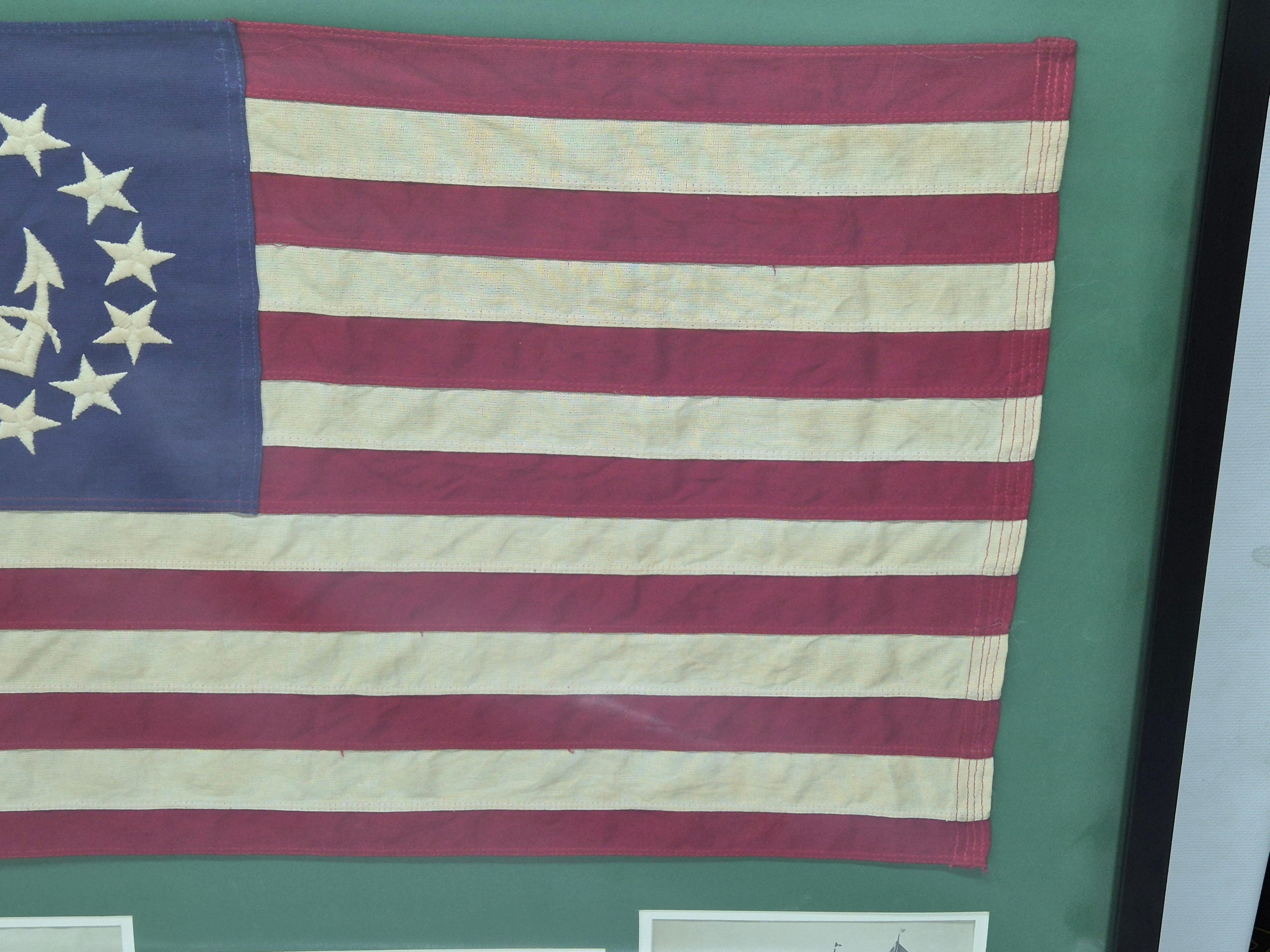Bandera de Yate de los Estados Unidos en Marco Shadowbox Algodón en venta