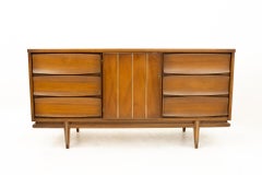 United Style Midcentury 9-Drawer Walnut Dresser