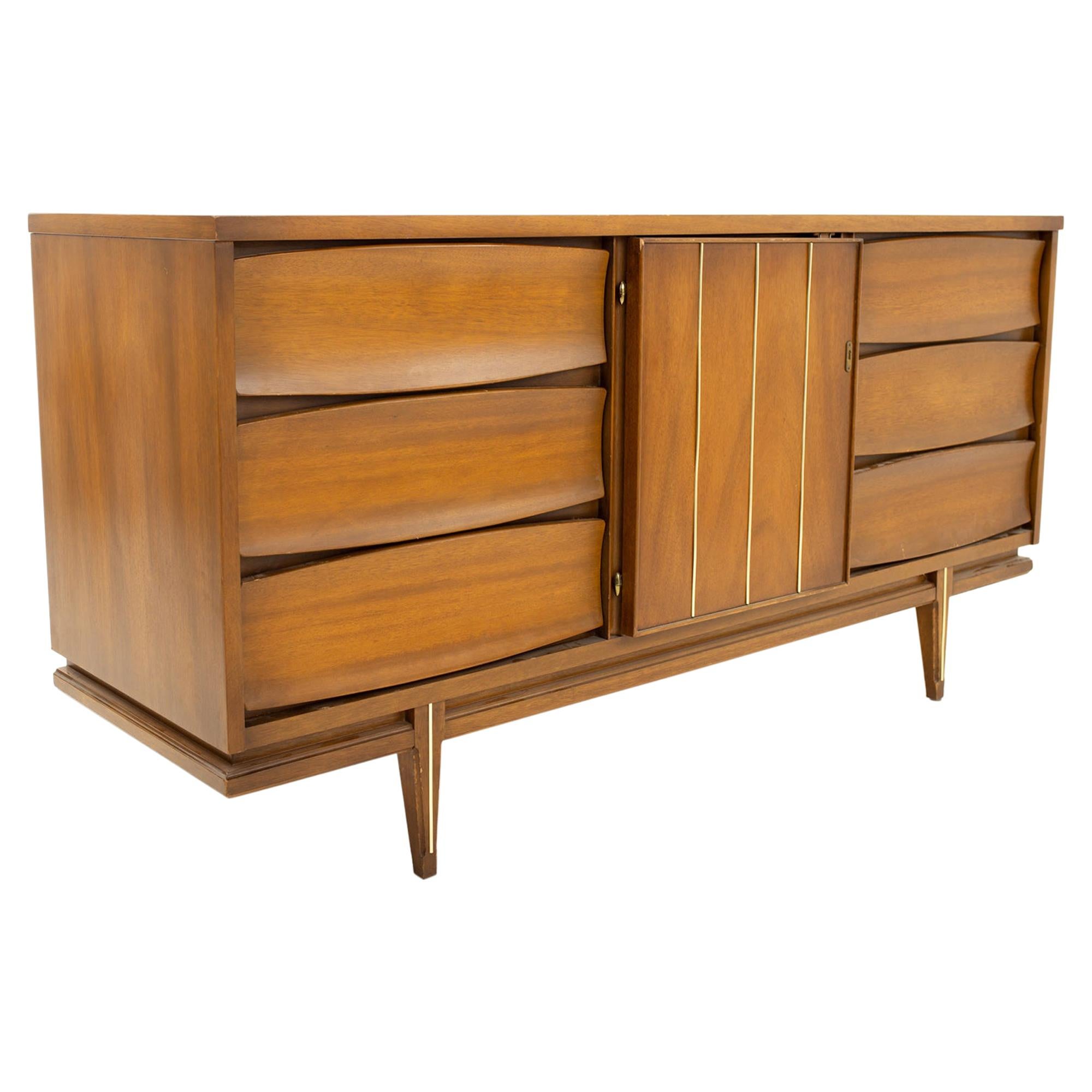 United Midcentury 9Drawer Lowboy Dresser For Sale at 1stDibs