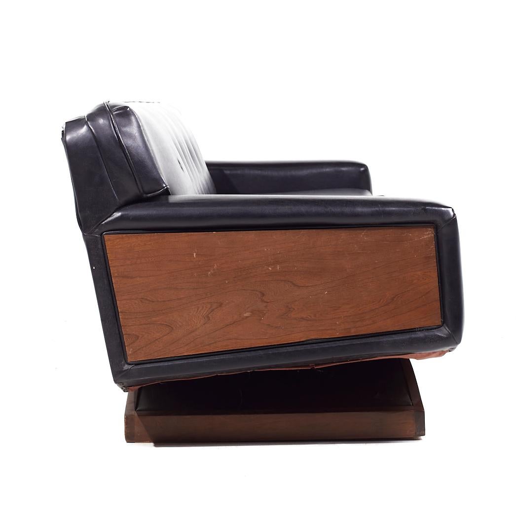 American United Style Mid Century Walnut Pedestal Base Sofa For Sale