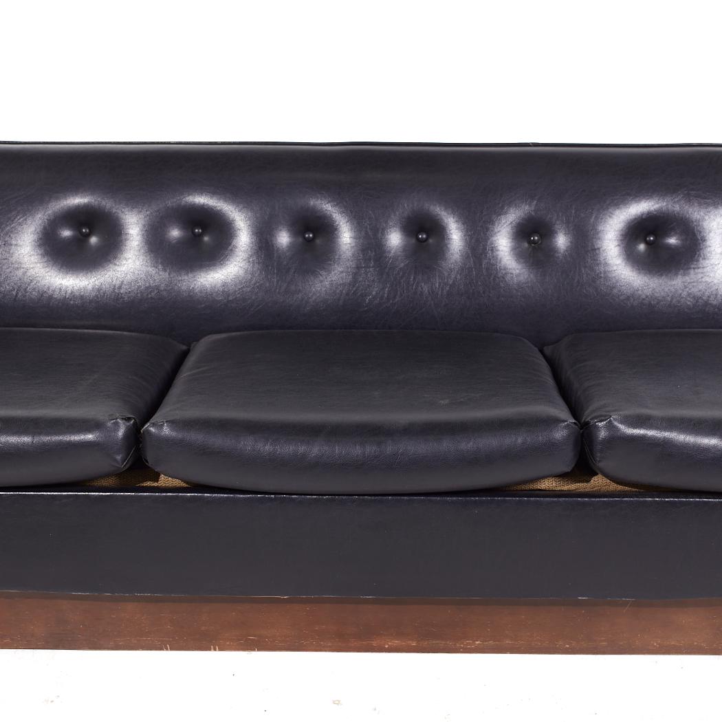 United Style Mid Century Walnut Pedestal Base Sofa For Sale 1