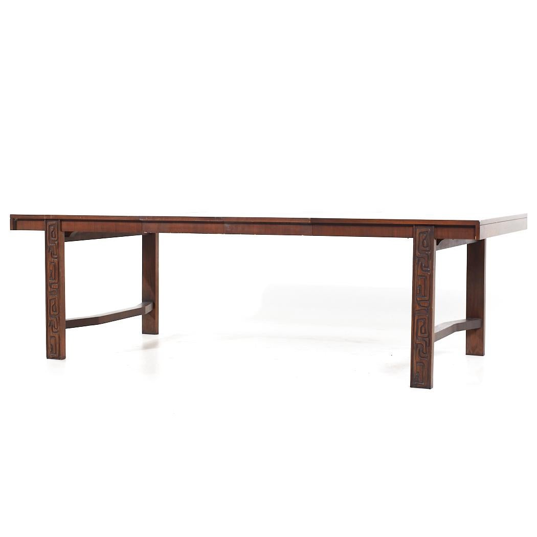 United Tiki Brutalist Mid Century Walnut Expanding Dining Table with 2 Leaves For Sale 6