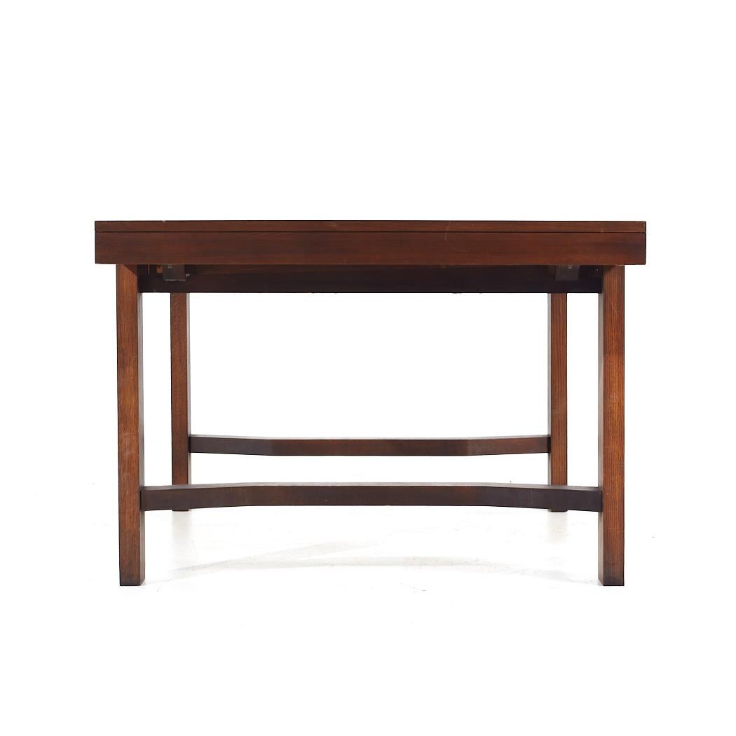 American United Tiki Brutalist Mid Century Walnut Expanding Dining Table with 2 Leaves For Sale