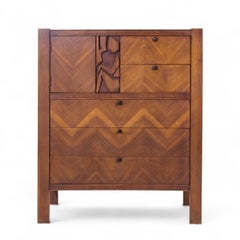 United Tiki Brutalist Mid Century Walnut Gentleman’s Chest Highboy Dresser