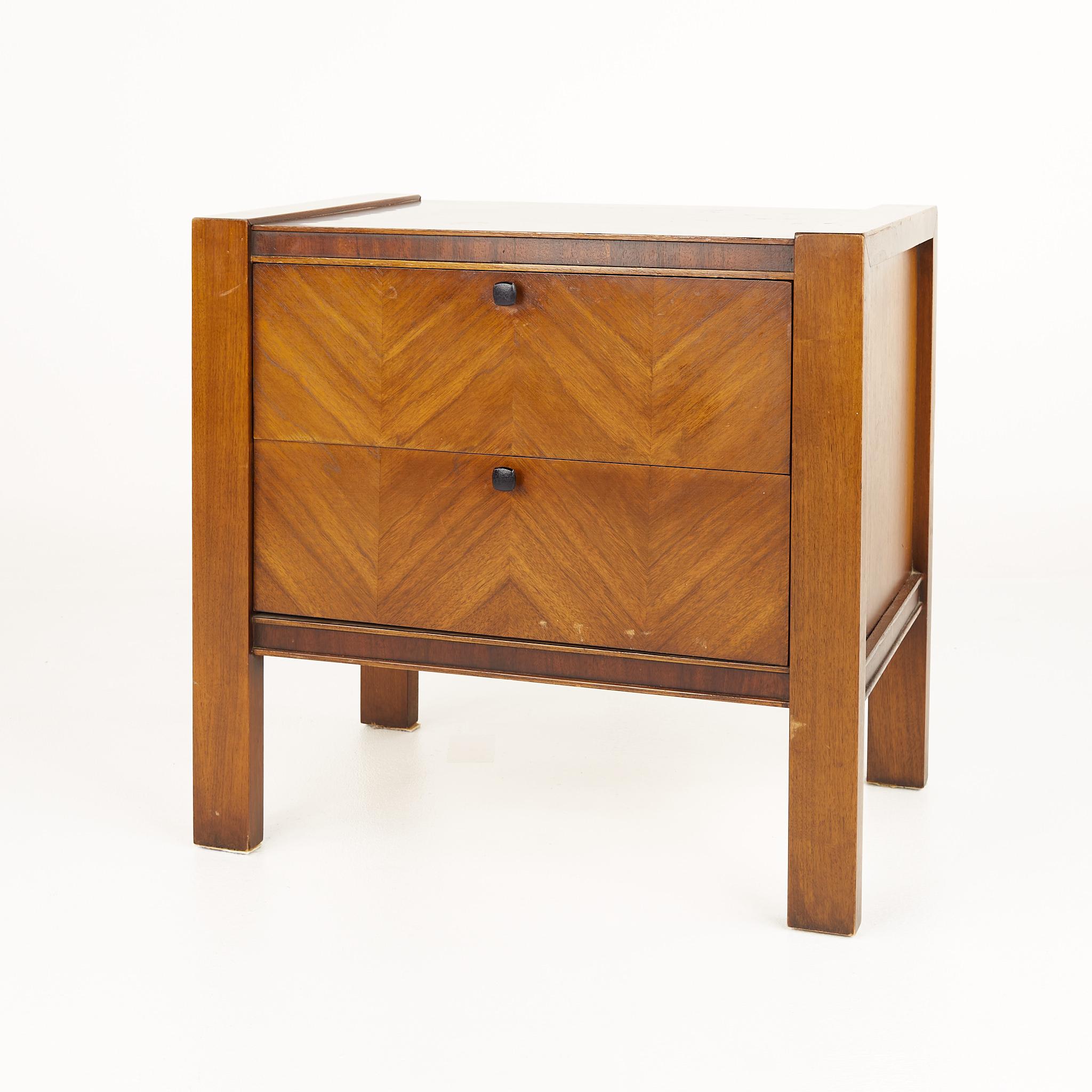 Mid-Century Modern United Tiki Brutalist Mid Century Walnut Nightstand