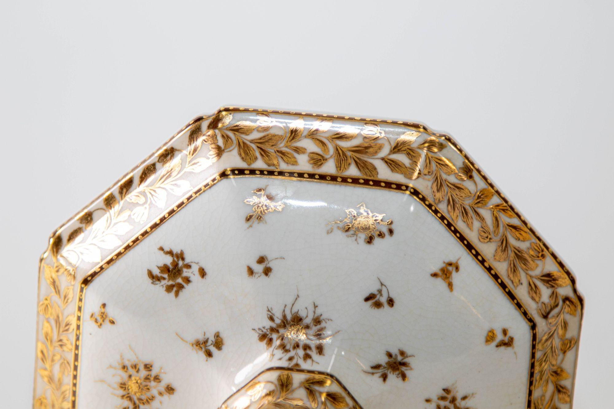 United Wilson Georgian Style Enameled Porcelain Gilded Candlesticks a Pair For Sale 12