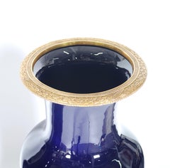 Monumental Hollywood Regency Sevres Style Vases in Cobalt Blue