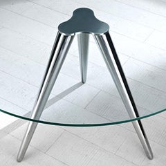 Unity:: Table à manger ronde en verre:: Designé par Karim Rashid:: Made in Italy