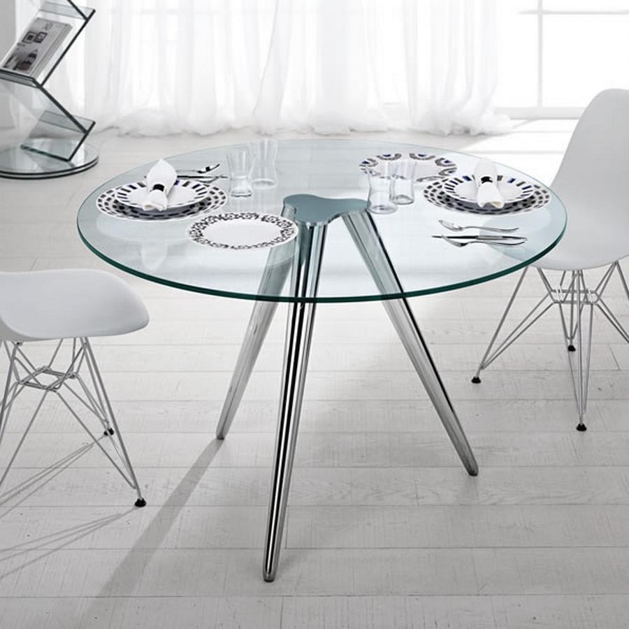 Modern Unity, Round Glass Dining Table, Designed by Karim Rashid, Made in Italy For Sale