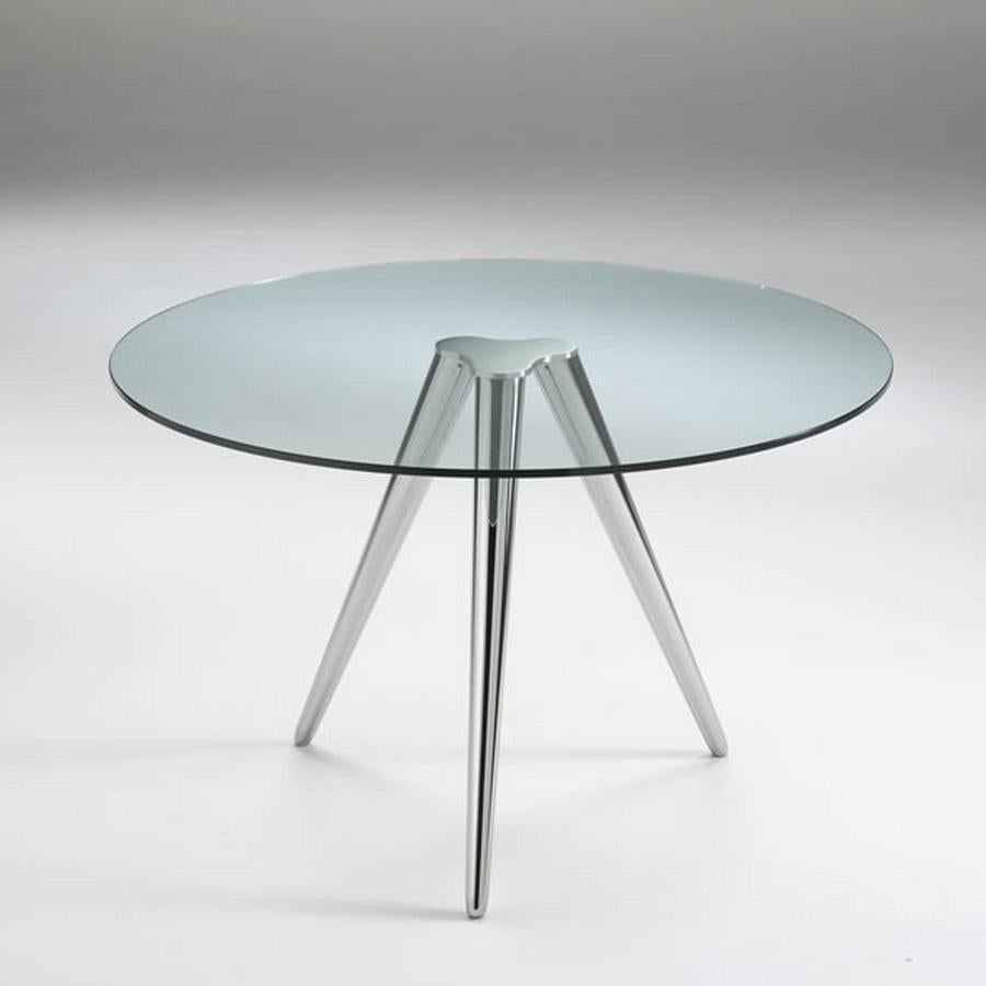 Italian Unity, Round Glass Dining Table, Designed by Karim Rashid, Made in Italy For Sale