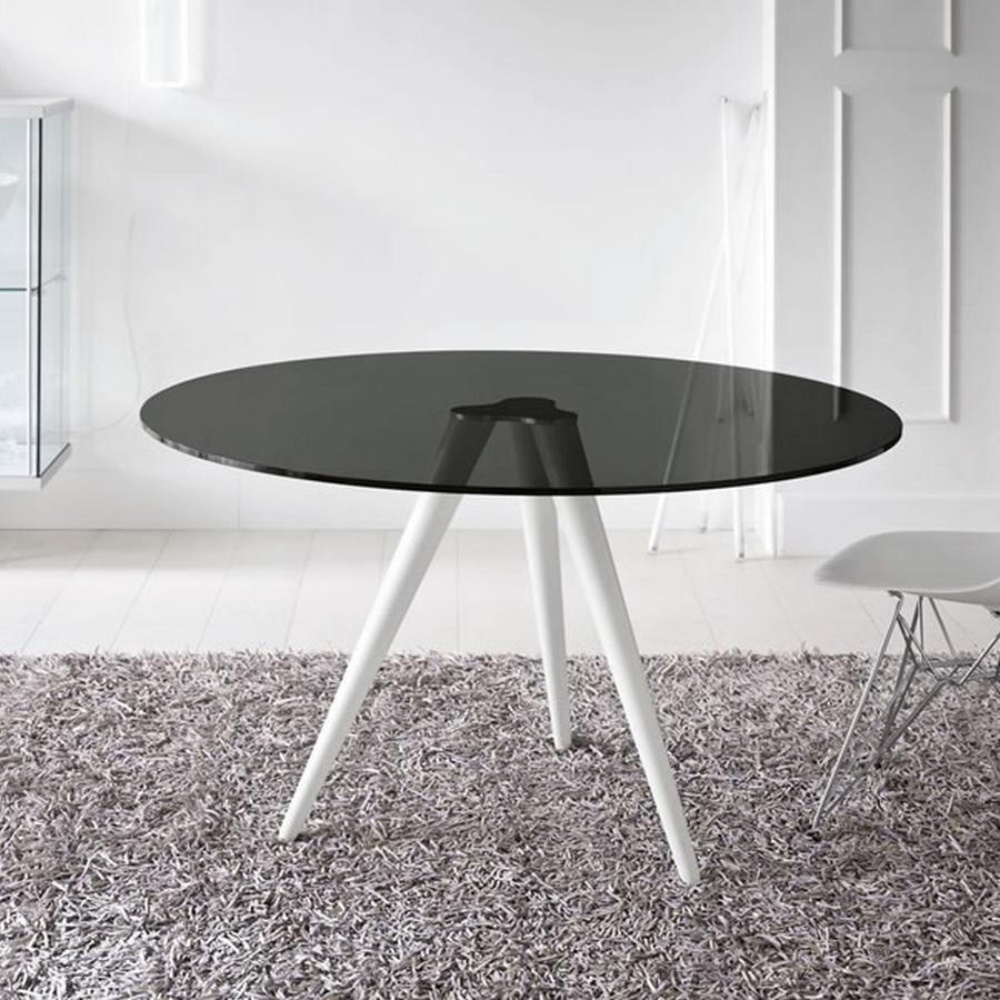 Lacquered Unity, Round Glass Dining Table, Designed by Karim Rashid, Made in Italy For Sale