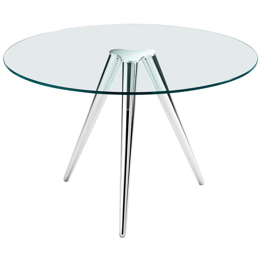 Unity:: Table à manger ronde en verre:: Designé par Karim Rashid:: Made in Italy