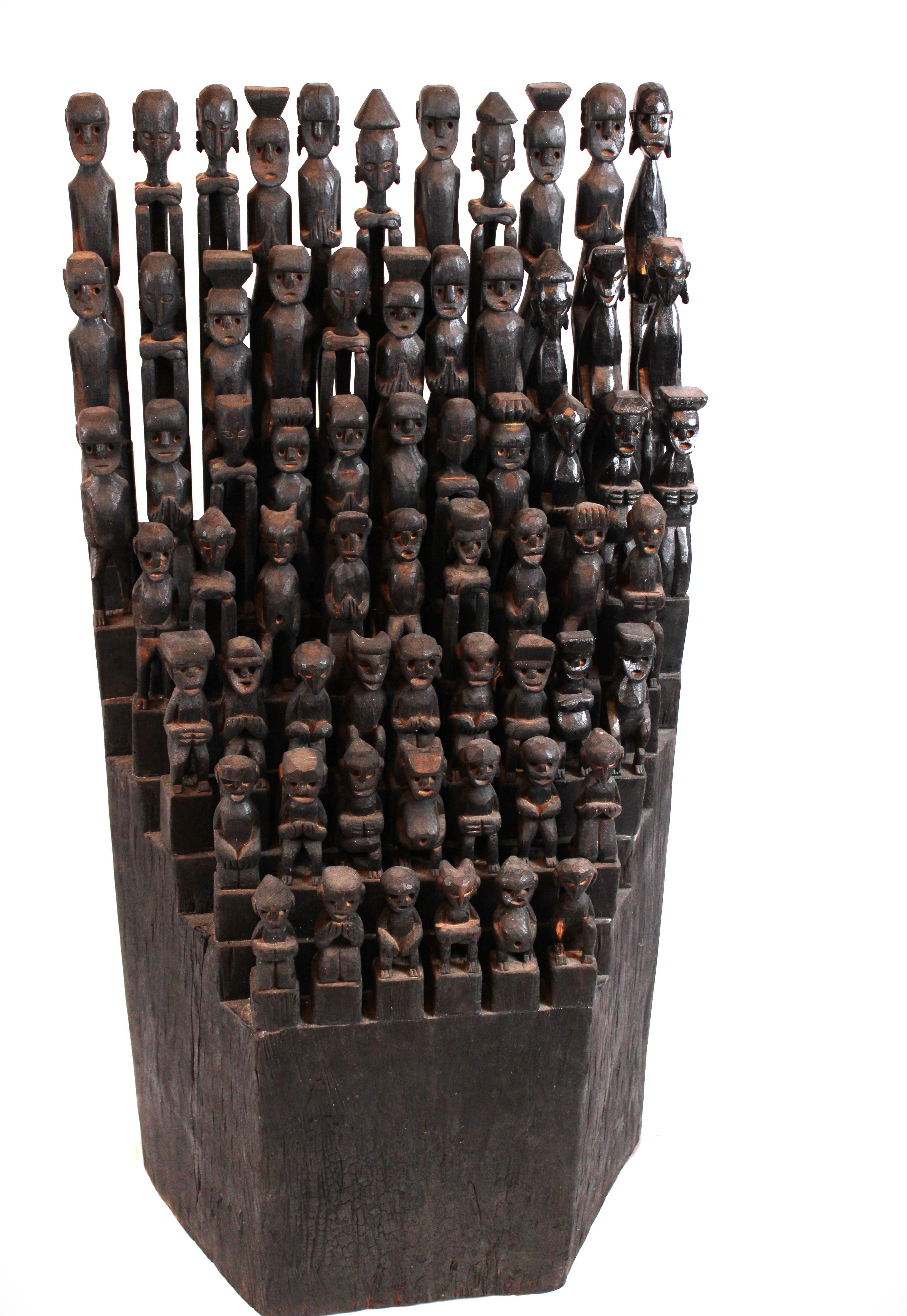 African Unity in Carved Wood For Sale