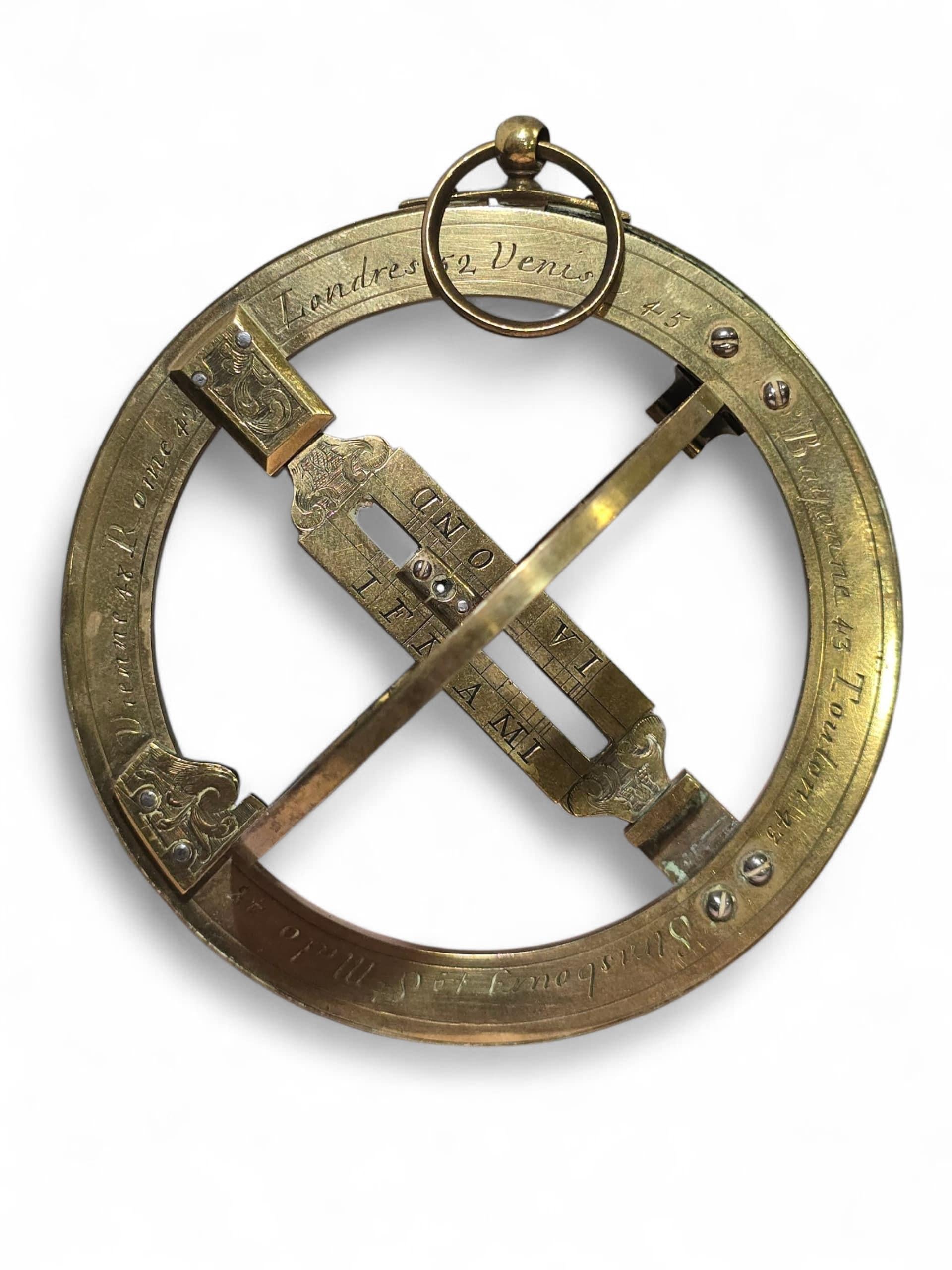 ANNEAU UNIVERSEL EQUINOCTIAL CADRAN A SOLEIL NICOLAS BION, PARI, CIRCA 1700 Bon état - En vente à Madrid, ES