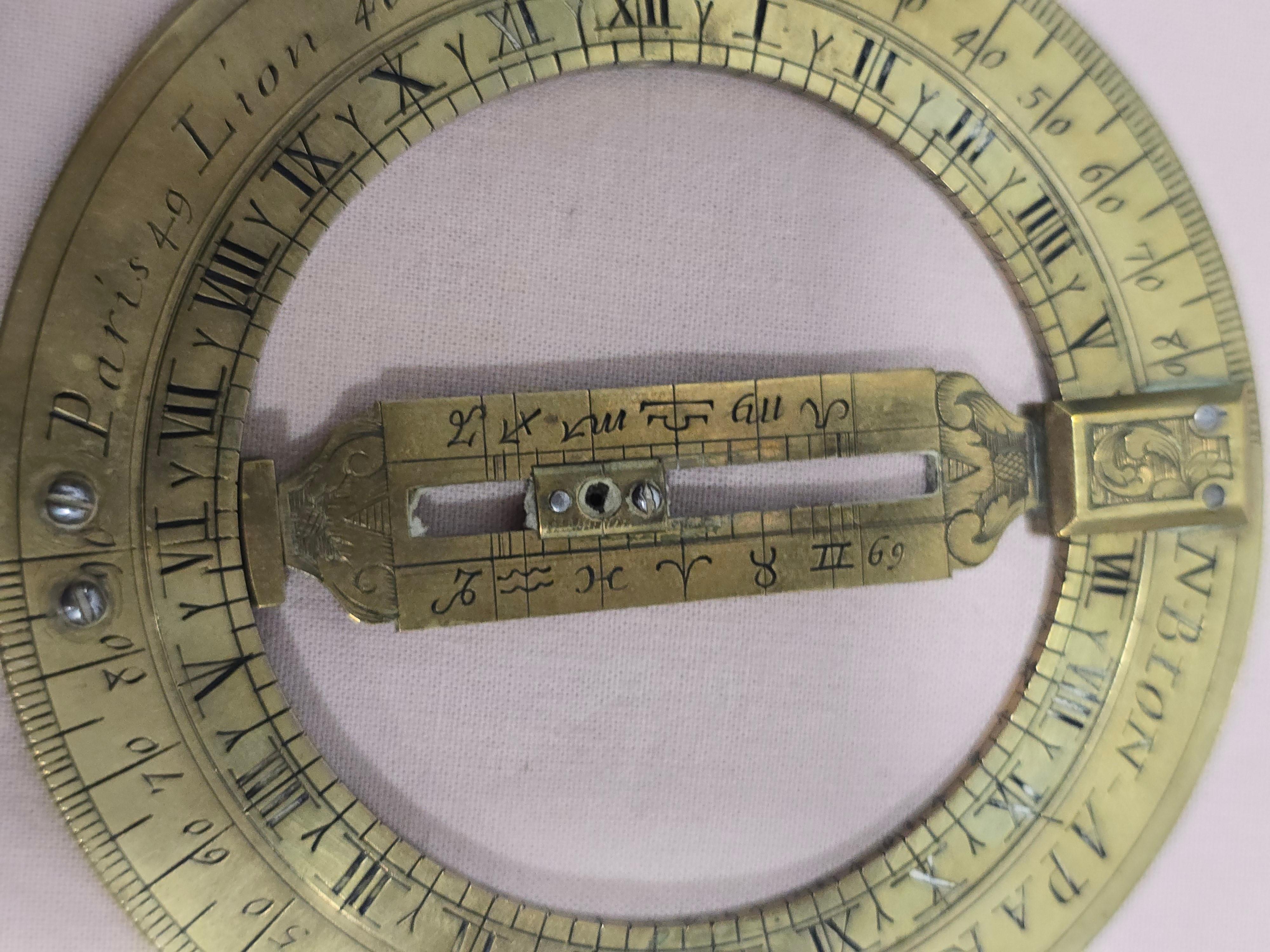 ANNEAU UNIVERSEL EQUINOCTIAL CADRAN A SOLEIL NICOLAS BION, PARI, CIRCA 1700 en vente 1