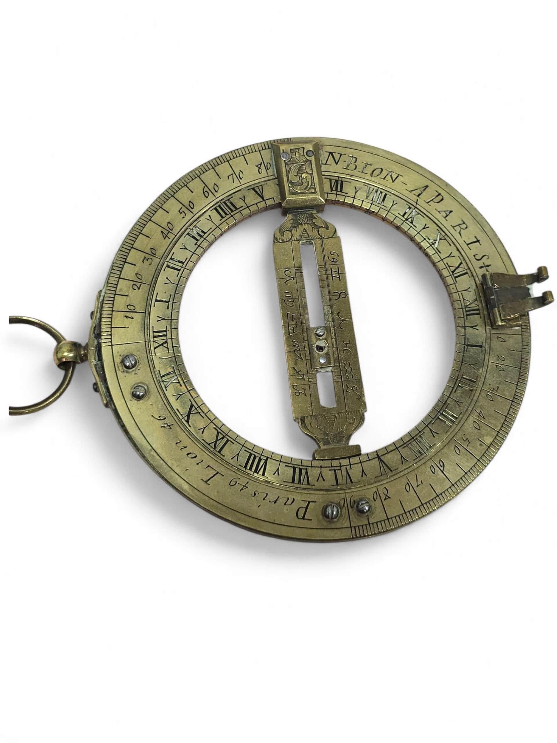 ANNEAU UNIVERSEL EQUINOCTIAL CADRAN A SOLEIL NICOLAS BION, PARI, CIRCA 1700 en vente 2