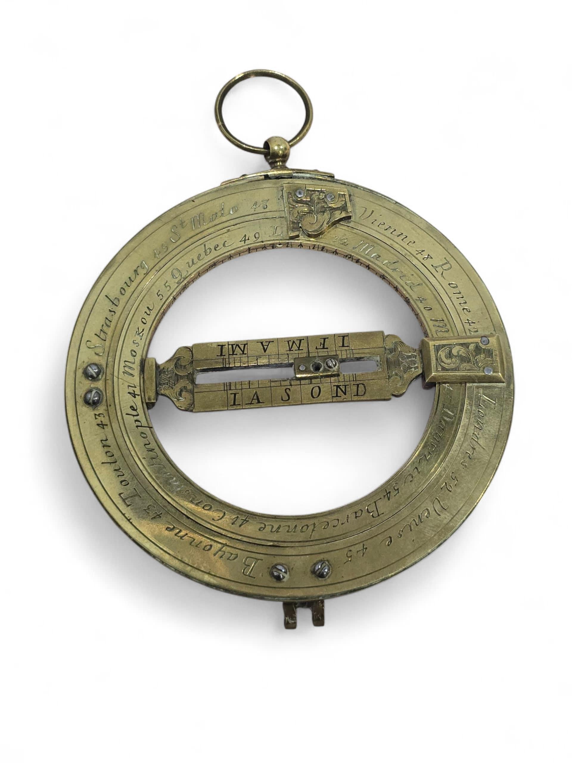 ANNEAU UNIVERSEL EQUINOCTIAL CADRAN A SOLEIL NICOLAS BION, PARI, CIRCA 1700 en vente 3