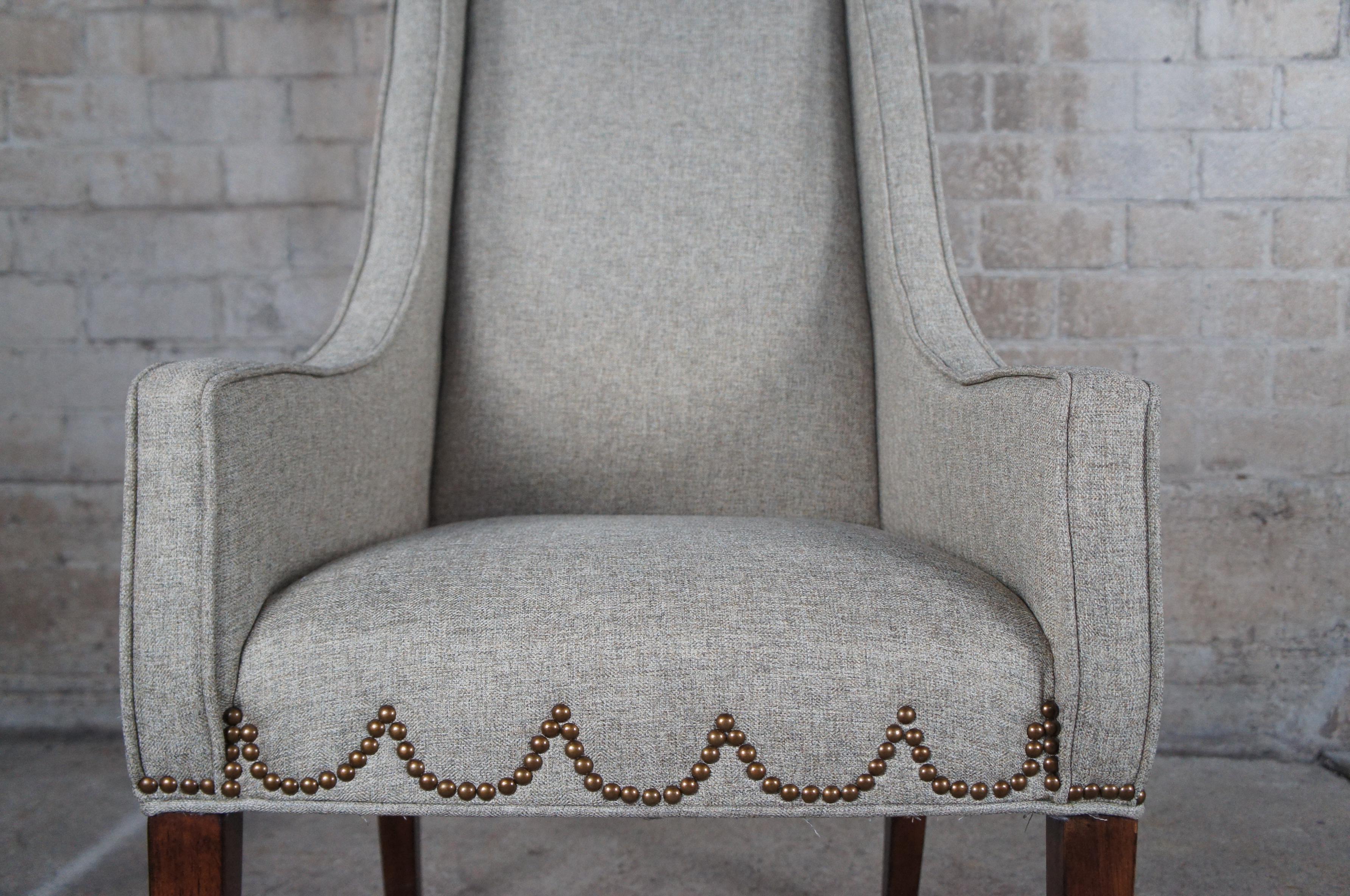 Universal Furniture Hepplewhite Style Modern Gray Slipper Arm Chair Nailhead For Sale 3