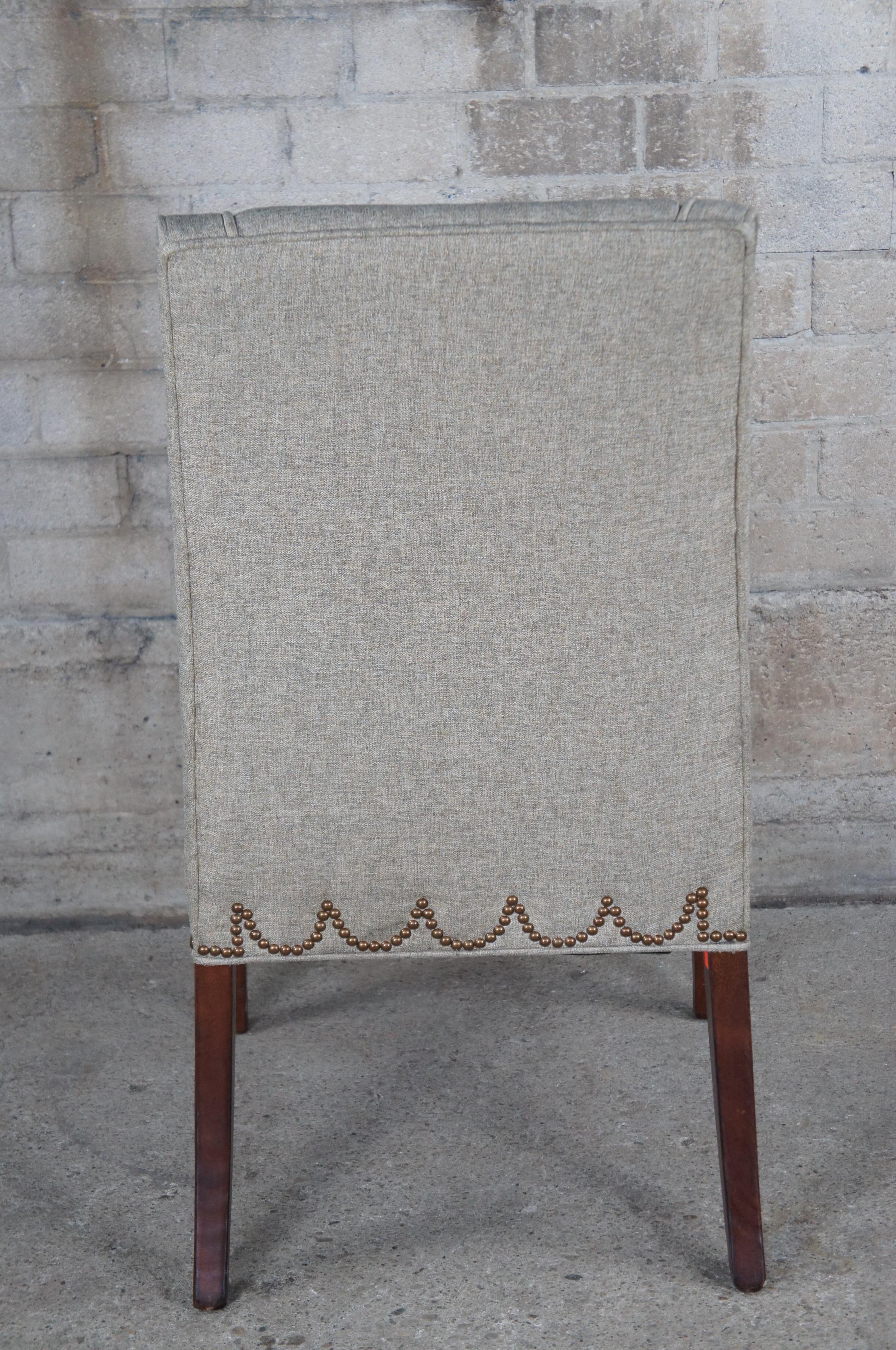 20th Century Universal Furniture Hepplewhite Style Modern Gray Slipper Arm Chair Nailhead For Sale