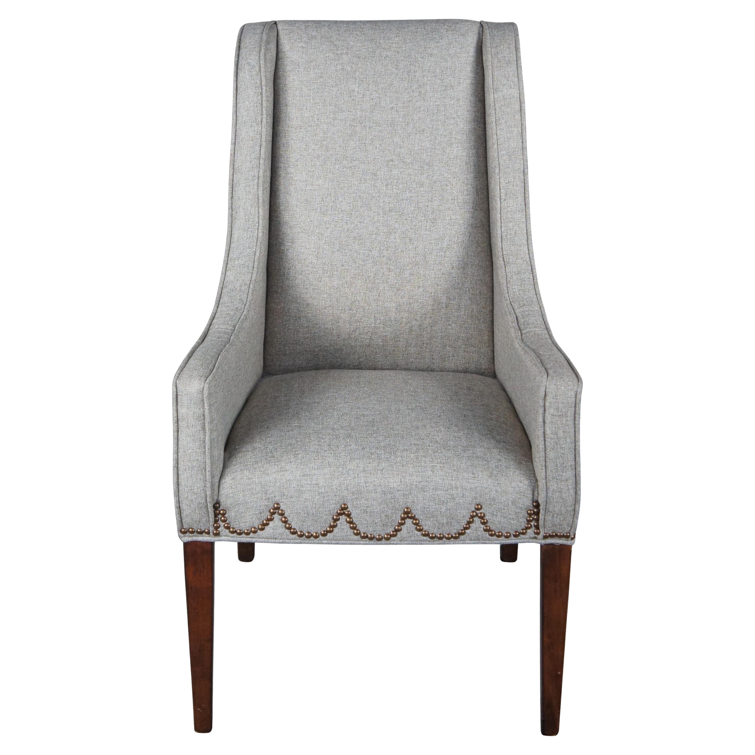 Universal Furniture Hepplewhite Style Modern Gray Slipper Arm Chair Nailhead