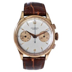 Universal Genève 18 Karat Rose Gold Art Deco Style Chronograph, circa 1940s