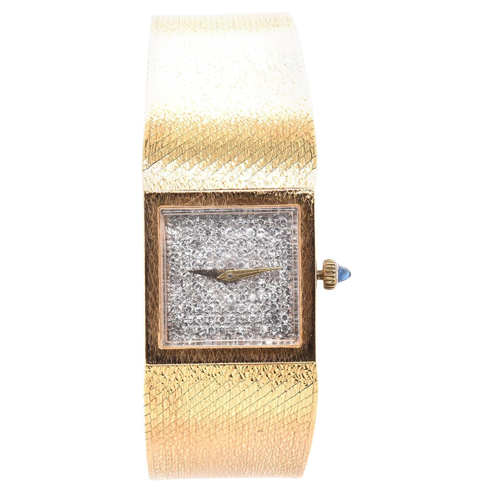 Universal Geneve 18 Karat Yellow Gold Vintage Diamond Mesh Ladies Wrist Watch
