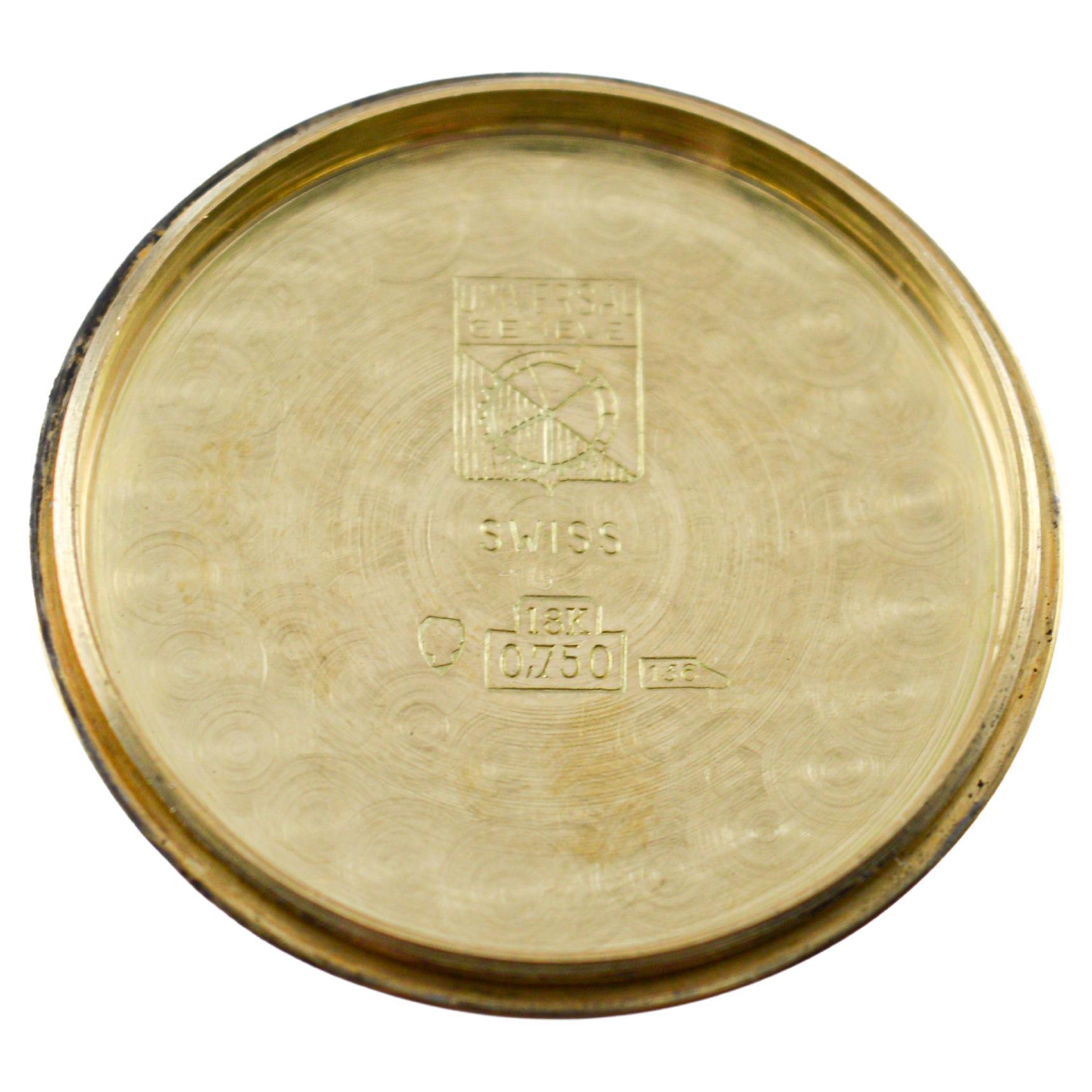 Universal Geneve Oro massiccio 18Kt Quadrante originale tornito 1950 in vendita 8