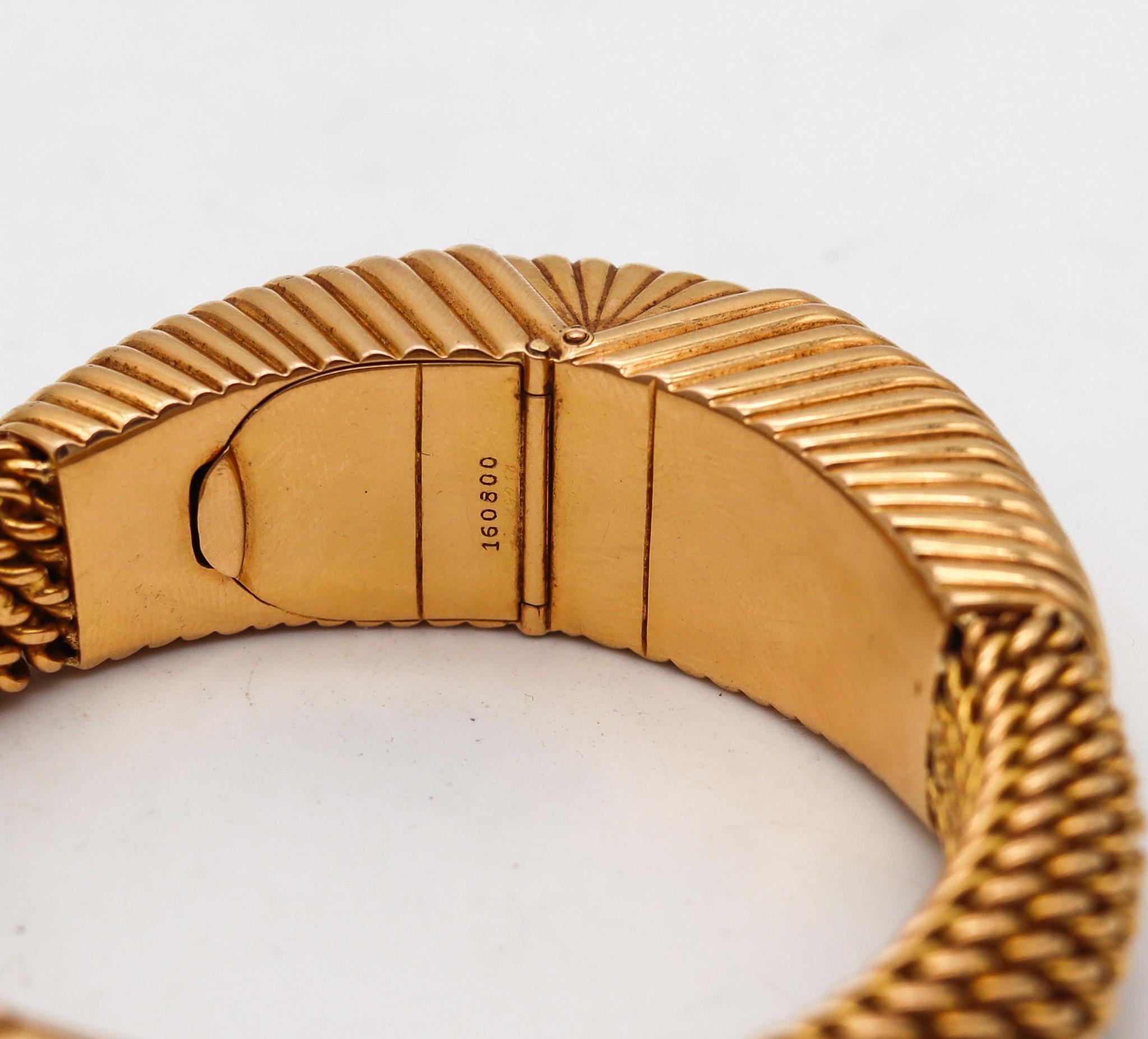 Universal Genève 1950 Swiss Retro Modernist Bangle Watch In 18Kt Yellow Gold For Sale 1