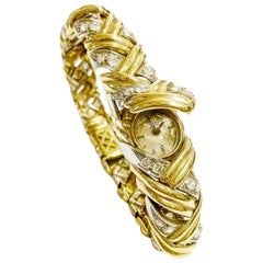 Bracciale Universal Geneve 1950 in oro giallo e bianco 18 carati e diamanti