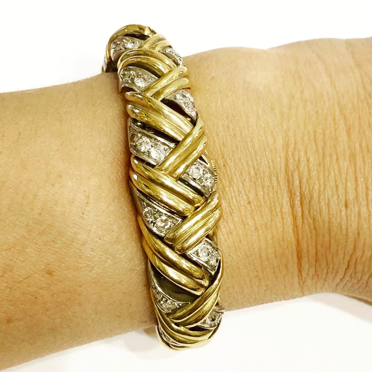 Universal Geneve 1950s 18k Yellow and White Gold, Diamonds Bracelet For Sale 5