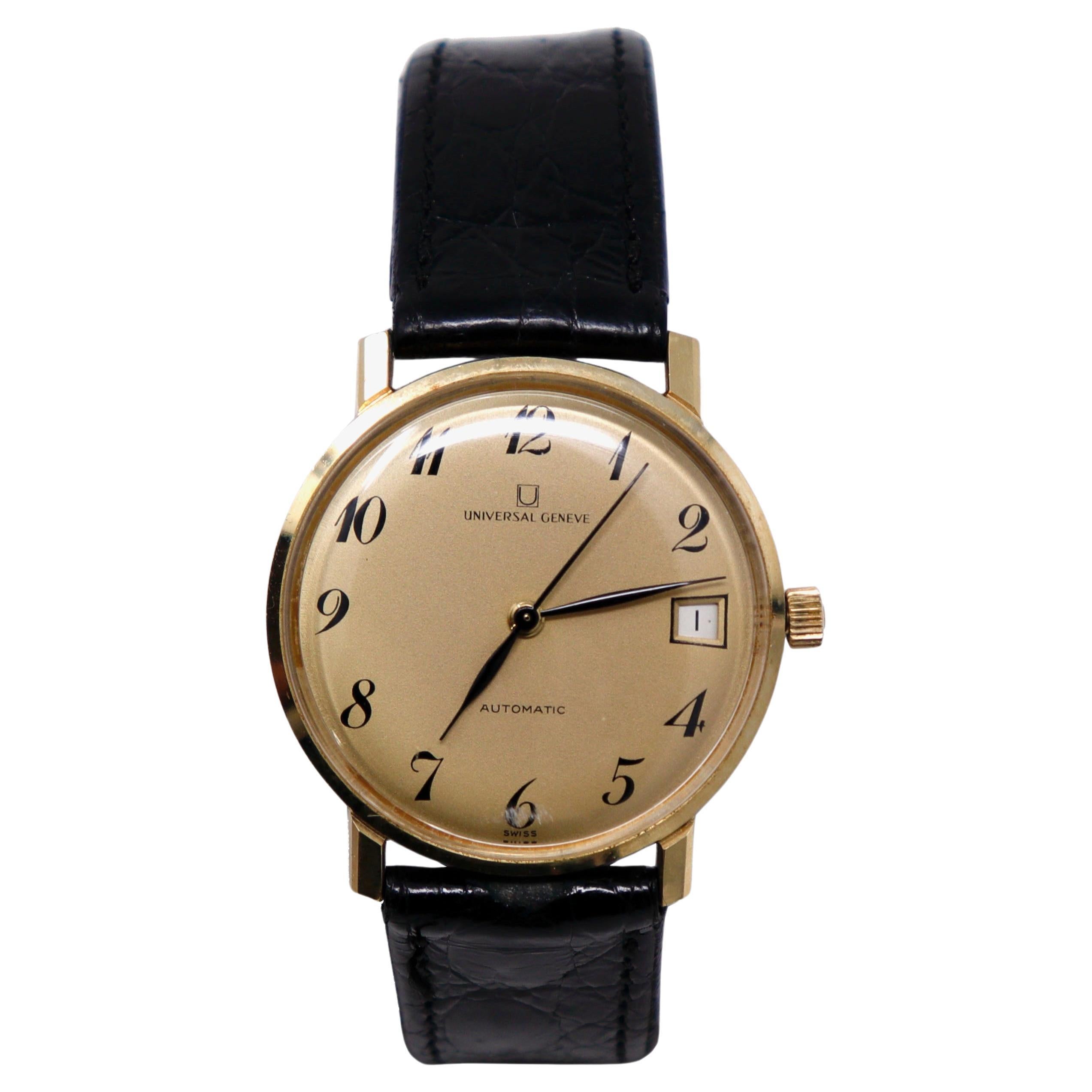 Universal Geneve, Reloj de pulsera automático para hombre de oro amarillo de 14 quilates