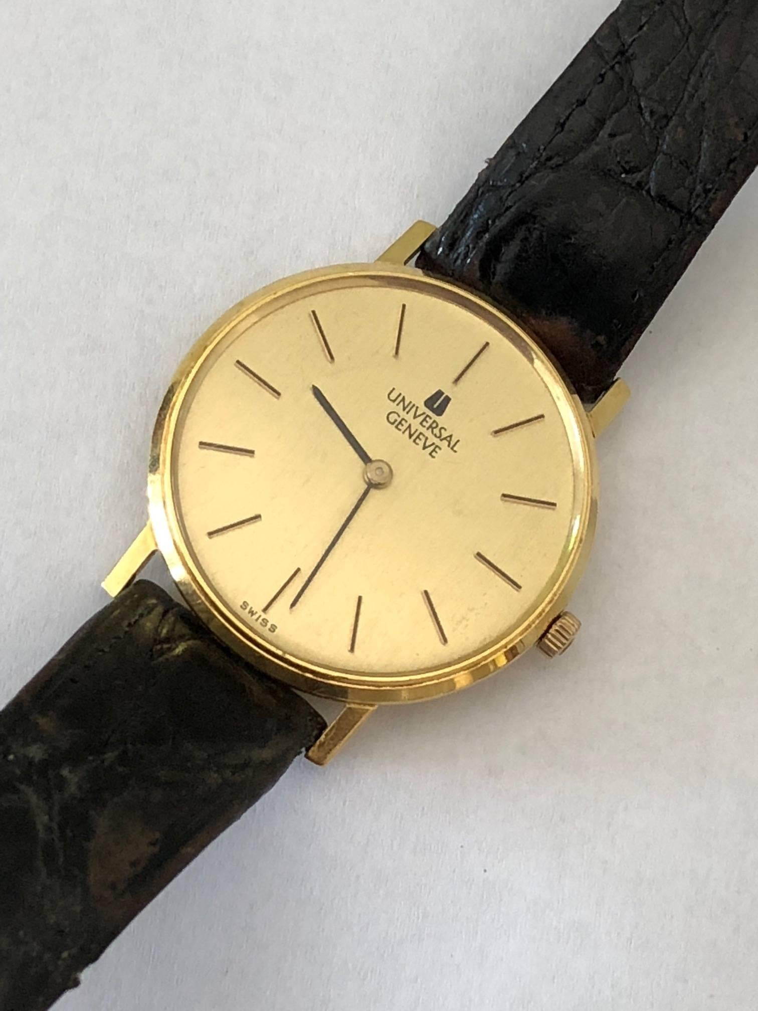 Late 20th Century Universal Geneve Dress Watch 18-Karat Gold