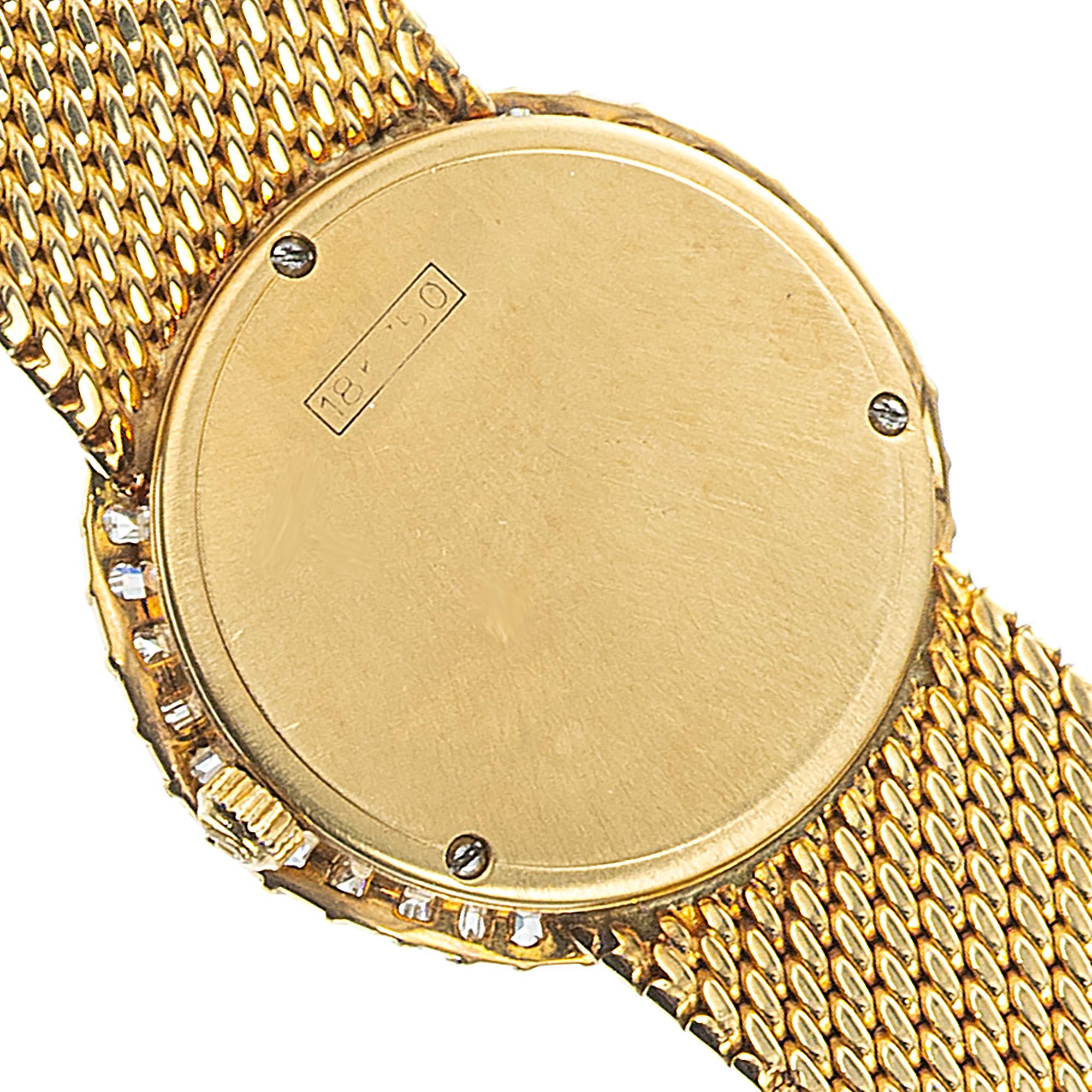 Baguette Cut Universal Geneve Ladies yellow Gold Diamond Baguette Bezel Quartz Wristwatch For Sale