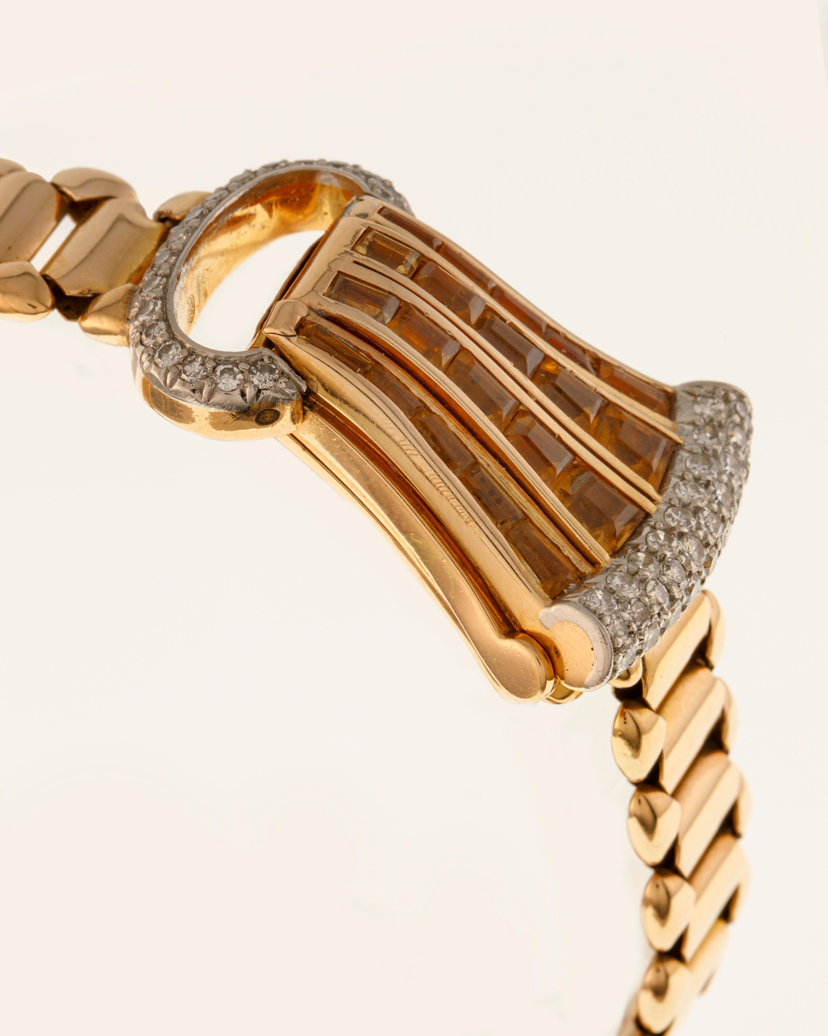 Universal Genève Lady Jewelry Bracelet Watch 18kt Rose Gold Diamonds and Quartz For Sale 2