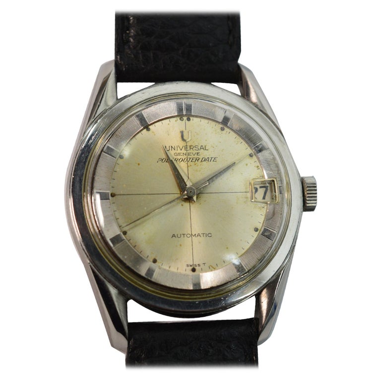 Universal Geneve Polerouter Automatic Steel Men's Wrist Watch For Sale